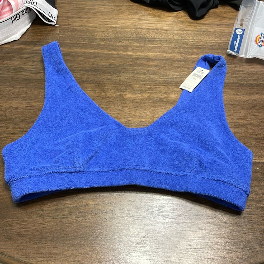 Offline by Aerie - super plunge royal blue bralette - terry cloth
